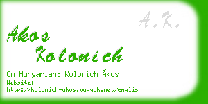 akos kolonich business card